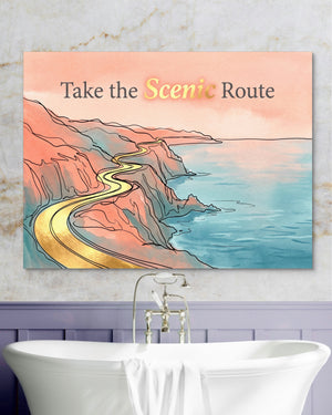 Golden Coastal Road โ golden coastal road psd marble purple bath 1land flush print