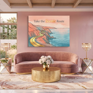 Golden Coastal Road โ golden coastal road sq pink pleasure 1land flush print