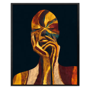 Golden Contemplation Portrait - Luxury Wall Art