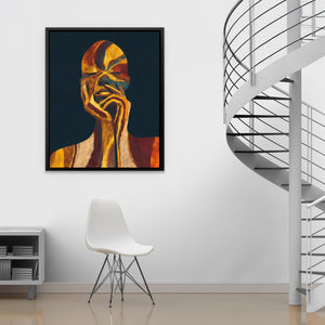 Golden Contemplation Portrait - Luxury Wall Art