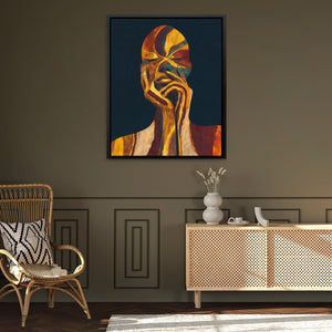 Golden Contemplation Portrait - Luxury Wall Art