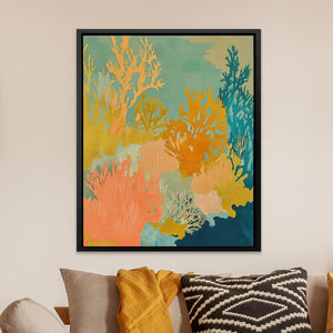 Golden Coral Bloom - Luxury Wall Art