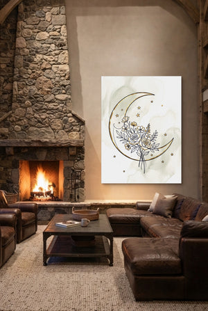 Golden Crescent Bloom โ golden crescent bloom p living room interior space 1port flush print