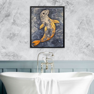 Golden Currents - Wall Art in Black Frame