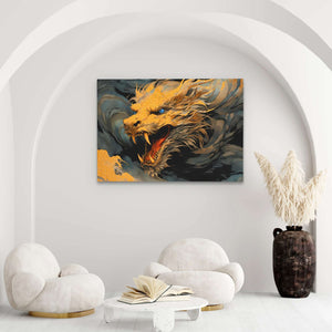 Golden Dragon - Black and Gold Dragon Canvas Print