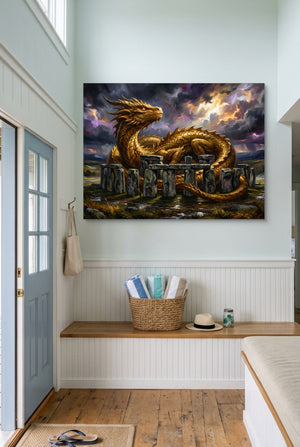 Golden Dragon Stonehenge โ golden dragon stonehenge p indoor entryway with bench 1land flush print