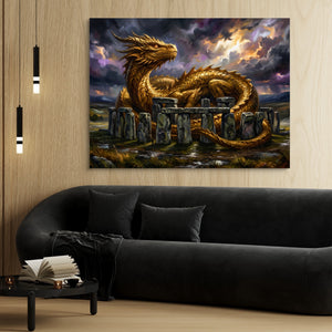 Golden Dragon Stonehenge โ golden dragon stonehenge sq 70s vibes 1land flush print