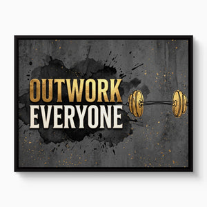 Golden Dumbbell Motivation โ golden dumbbell motivation white studio framed black