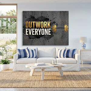 Golden Dumbbell Motivation โ golden dumbbell motivation sq beach house 1land flush print