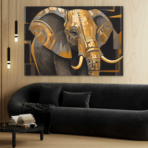 Golden Elephant - Wall Art in Black Frame
