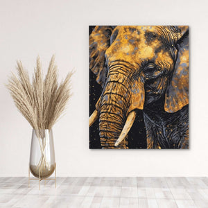 Golden Elephant - Wall Art in Black Frame