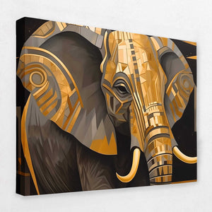 Golden Elephant - Animals Canvas Wall Art