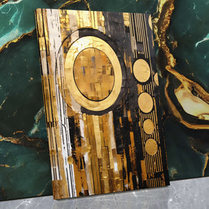 Golden Embrace - Abstract Wall Art in Black Frame