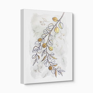 Golden Eucalyptus Branch — golden eucalyptus branch angled flush print