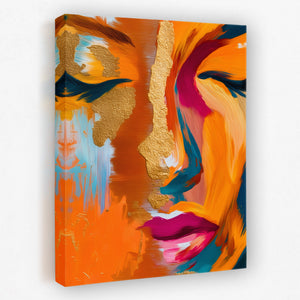 Golden Face Abstraction — Golden Face Abstraction Portrait Side View Mirror 196