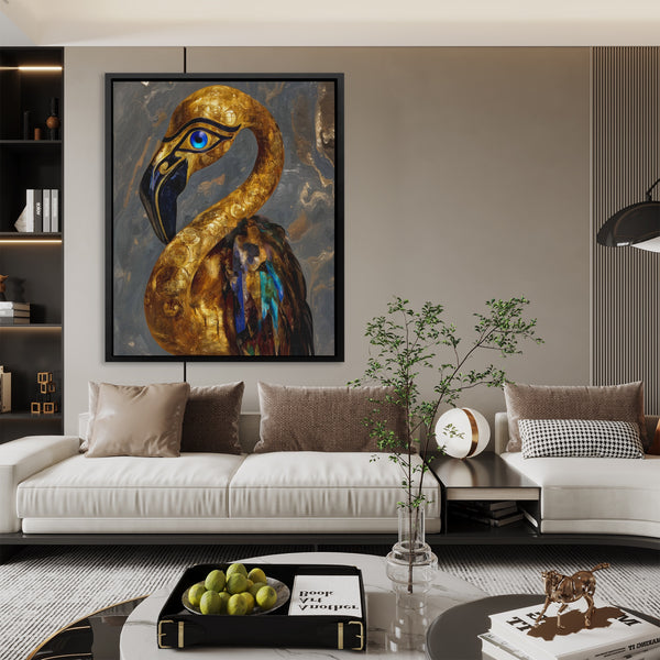 Golden Flamingo Ascendant in a room