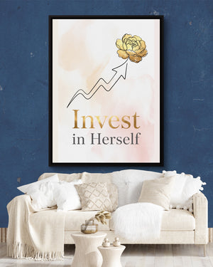 Golden Flower Rising โ golden flower rising psd navy wall white lux couch 1port framed black
