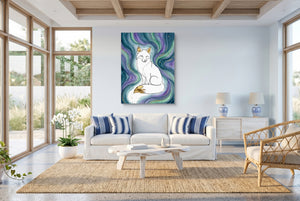 Golden Fox Aurora โ golden fox aurora living room with windows 1port flush print