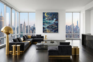 Golden Goddess Moonlight โ golden goddess moonlight modern living room interior 4 1port flush print