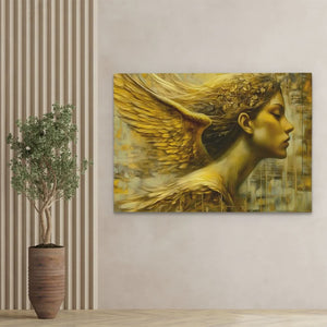 Golden Halo Angel - Modern Gold Canvas Wall Art