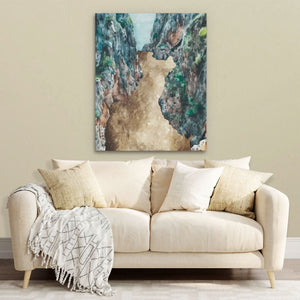 Golden Horizon - Mountain Wall Art in Black Frame