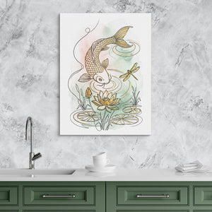 Golden Koi Pond โ golden koi pond sq kitchen granite purple 1port flush print
