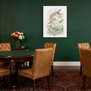 Golden Koi Pond โ golden koi pond sq poker gathering 1port flush print
