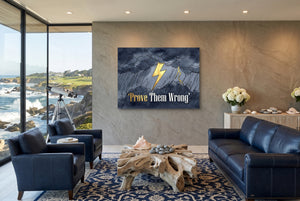 Golden Lightning Storm โ golden lightning storm living room with ocean view 1land flush print