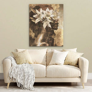 Golden Lily Maiden - Lily Wall Art in Black Frame