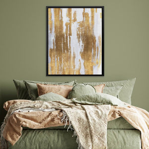 Golden Lines - Abstract Wall Art in Black Frame