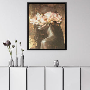 Golden Lotus Maiden - Large Modern Canvas Print