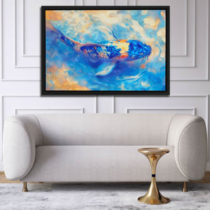 Golden Mask Koi - Fish Wall Art in Black Frame