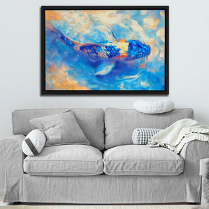 Golden Mask Koi - Blue Fish Canvas Print