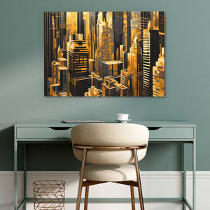 Golden Maze - Large Abstract Canvas Print