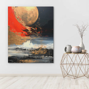 Golden Monochrome - Abstract Wall Art in Black Frame