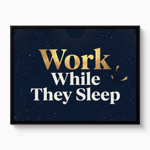 Golden Night Work โ golden night work white studio framed black