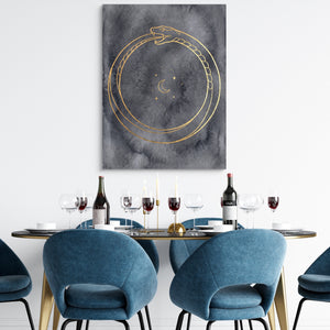 Golden Ouroboros Night โ golden ouroboros night sq dining room tables 1port flush print