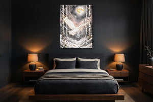 Golden Owl Flight โ golden owl flight bedroom with dark walls 1port flush print