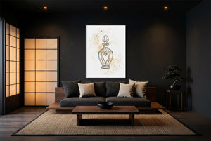 Golden Perfume Bottle — golden perfume bottle modern minimalist living room 2 1port flush print