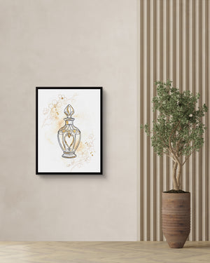 Golden Perfume Bottle — golden perfume bottle psd plant wall right 1port framed black