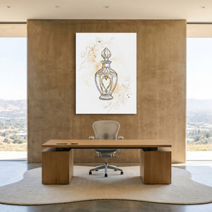 Golden Perfume Bottle — golden perfume bottle sq minimalist lux office 1port flush print