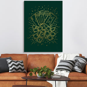 Golden Poker Riches — golden poker riches sq orange couch 1port flush print