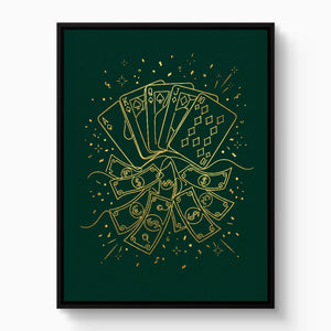 Golden Poker Riches — golden poker riches white studio framed black