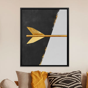Golden Precision - Minimalist Wall Art in Black Frame