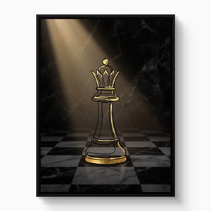 Golden Queen Spotlight โ golden queen spotlight white studio framed black