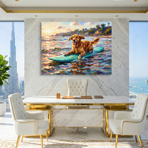 Golden Retriever Surfing — golden retriever surfing sq king lux 1land flush print