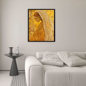Golden Reverie - Figurative Beige Canvas Wall Art