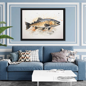 Golden Salmon - Black and Gold Fishing Canvas Print