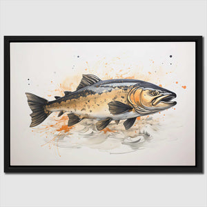 Golden Salmon - Black and Gold Canvas Wall Art
