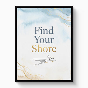 Golden Seagull Shore โ golden seagull shore white studio framed black